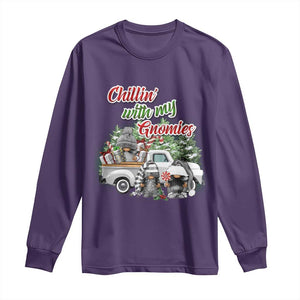 Gnome Christmas Long Sleeve Shirt Chillin With My Gnomies Xmas Truck TS02 Purple Print Your Wear