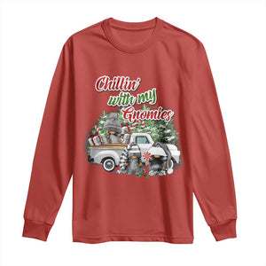 Gnome Christmas Long Sleeve Shirt Chillin With My Gnomies Xmas Truck TS02 Red Print Your Wear