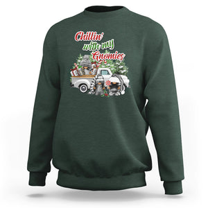 Gnome Christmas Sweatshirt Chillin With My Gnomies Xmas Truck TS02 Dark Forest Green Printyourwear