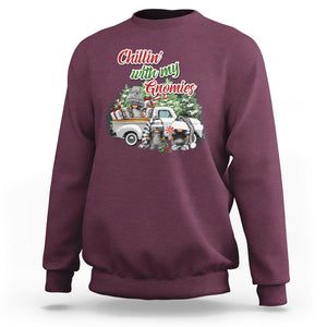 Gnome Christmas Sweatshirt Chillin With My Gnomies Xmas Truck TS02 Maroon Printyourwear