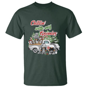 Gnome Christmas T Shirt Chillin With My Gnomies Xmas Truck TS02 Dark Forest Green Printyourwear