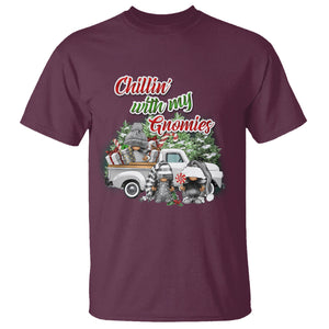 Gnome Christmas T Shirt Chillin With My Gnomies Xmas Truck TS02 Maroon Printyourwear