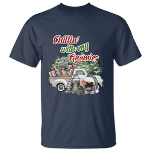 Gnome Christmas T Shirt Chillin With My Gnomies Xmas Truck TS02 Navy Printyourwear