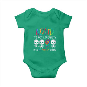 ADHD Awareness Baby Onesie It's Not A Disability It's A Different Ability TS02 Irish Green Print Your Wear