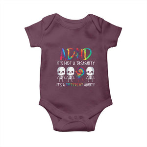 ADHD Awareness Baby Onesie It's Not A Disability It's A Different Ability TS02 Maroon Print Your Wear