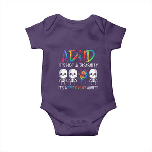 ADHD Awareness Baby Onesie It's Not A Disability It's A Different Ability TS02 Purple Print Your Wear