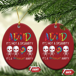 ADHD Awareness Christmas Ornament It's Not A Disability It's A Different Ability TS02 Oval Red Print Your Wear