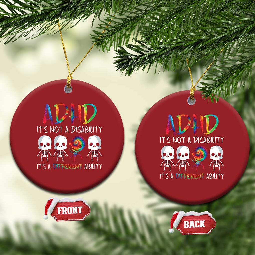 ADHD Awareness Christmas Ornament It's Not A Disability It's A Different Ability TS02 Circle Red Print Your Wear