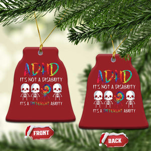 ADHD Awareness Christmas Ornament It's Not A Disability It's A Different Ability TS02 Bell Flake Red Print Your Wear