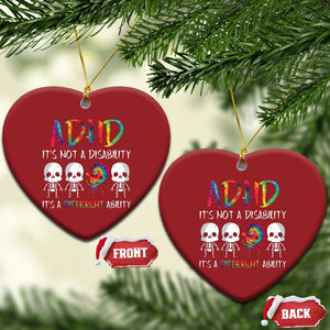 ADHD Awareness Christmas Ornament It's Not A Disability It's A Different Ability TS02 Heart Red Print Your Wear