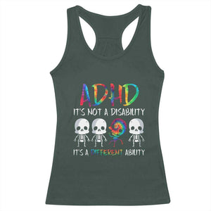 ADHD Awareness Racerback Tank Top It's Not A Disability It's A Different Ability TS02 Dark Forest Green Print Your Wear