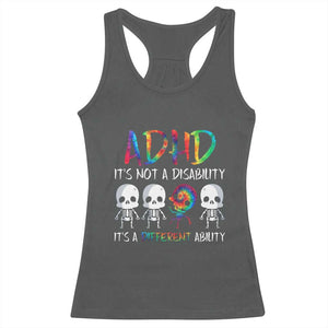 ADHD Awareness Racerback Tank Top It's Not A Disability It's A Different Ability TS02 Dark Heather Print Your Wear