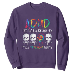 ADHD Awareness Sweatshirt It's Not A Disability It's A Different Ability TS02 Purple Print Your Wear