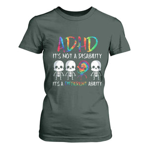 ADHD Awareness T Shirt For Women It's Not A Disability It's A Different Ability TS02 Dark Forest Green Print Your Wear