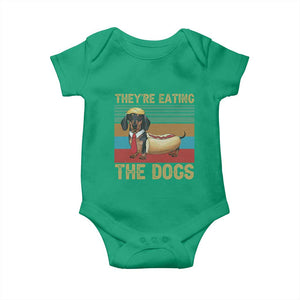 Funny Hot Dog Lover Baby Onesie They're Eating The Dogs Dachshund TS02 Irish Green Print Your Wear