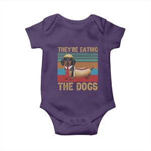 Funny Hot Dog Lover Baby Onesie They're Eating The Dogs Dachshund TS02 Purple Print Your Wear