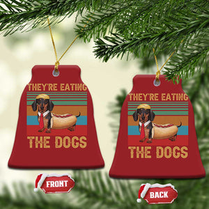 Funny Hot Dog Lover Christmas Ornament They're Eating The Dogs Dachshund TS02 Bell Flake Red Print Your Wear