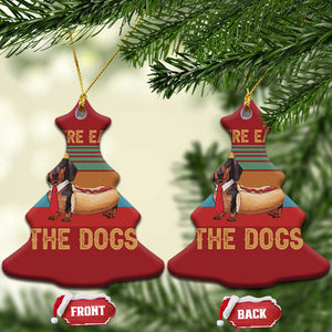 Funny Hot Dog Lover Christmas Ornament They're Eating The Dogs Dachshund TS02 Christmas Tree Red Print Your Wear