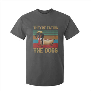 Funny Hot Dog Lover T Shirt For Kid They're Eating The Dogs Dachshund TS02 Dark Heather Print Your Wear