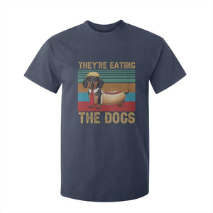 Funny Hot Dog Lover T Shirt For Kid They're Eating The Dogs Dachshund TS02 Navy Print Your Wear