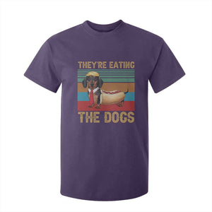 Funny Hot Dog Lover T Shirt For Kid They're Eating The Dogs Dachshund TS02 Purple Print Your Wear