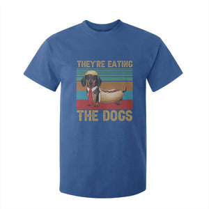 Funny Hot Dog Lover T Shirt For Kid They're Eating The Dogs Dachshund TS02 Royal Blue Print Your Wear