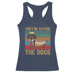 Funny Hot Dog Lover Racerback Tank Top They're Eating The Dogs Dachshund TS02 Navy Print Your Wear