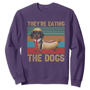 Funny Hot Dog Lover Sweatshirt They're Eating The Dogs Dachshund TS02 Purple Print Your Wear