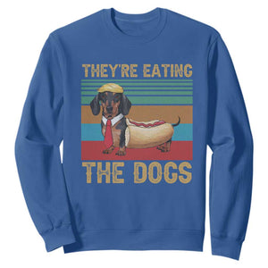 Funny Hot Dog Lover Sweatshirt They're Eating The Dogs Dachshund TS02 Royal Blue Print Your Wear