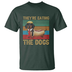 Funny Hot Dog Lover T Shirt They're Eating The Dogs Dachshund TS02 Dark Forest Green Print Your Wear