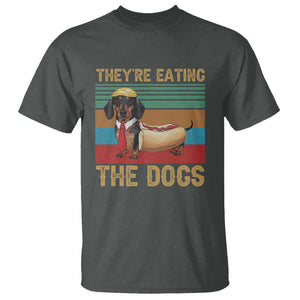 Funny Hot Dog Lover T Shirt They're Eating The Dogs Dachshund TS02 Dark Heather Print Your Wear