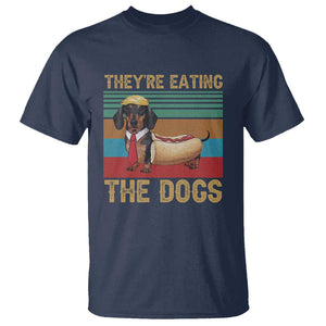 Funny Hot Dog Lover T Shirt They're Eating The Dogs Dachshund TS02 Navy Print Your Wear