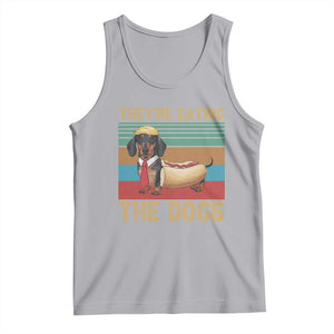 Funny Hot Dog Lover Tank Top They're Eating The Dogs Dachshund TS02 Athletic Heather Print Your Wear