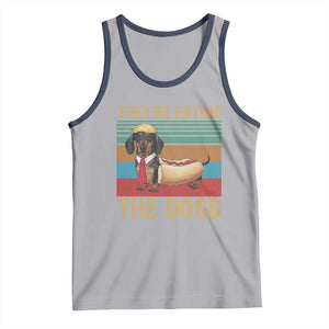 Funny Hot Dog Lover Tank Top They're Eating The Dogs Dachshund TS02 Athletic Heather Navy Print Your Wear