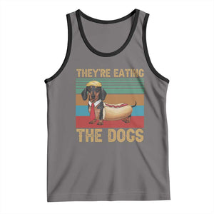 Funny Hot Dog Lover Tank Top They're Eating The Dogs Dachshund TS02 Deep Heather Black Print Your Wear