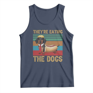 Funny Hot Dog Lover Tank Top They're Eating The Dogs Dachshund TS02 Navy Print Your Wear