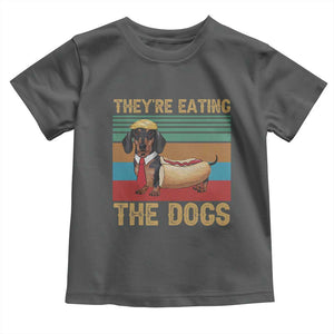 Funny Hot Dog Lover Toddler T Shirt They're Eating The Dogs Dachshund TS02 Dark Heather Print Your Wear