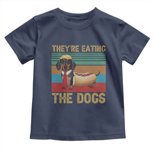 Funny Hot Dog Lover Toddler T Shirt They're Eating The Dogs Dachshund TS02 Navy Print Your Wear