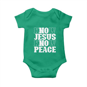 Know Jesus Know Peace Baby Onesie No Jesus No Peace TS02 Irish Green Print Your Wear