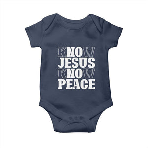 Know Jesus Know Peace Baby Onesie No Jesus No Peace TS02 Navy Print Your Wear