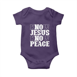 Know Jesus Know Peace Baby Onesie No Jesus No Peace TS02 Purple Print Your Wear