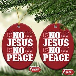 Know Jesus Know Peace Christmas Ornament No Jesus No Peace TS02 Oval Red Print Your Wear