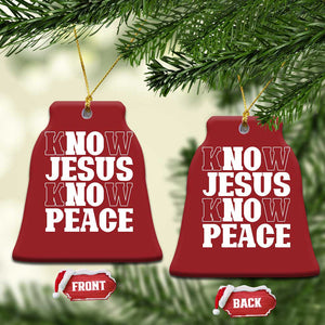 Know Jesus Know Peace Christmas Ornament No Jesus No Peace TS02 Bell Flake Red Print Your Wear