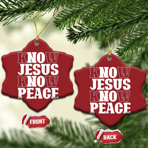 Know Jesus Know Peace Christmas Ornament No Jesus No Peace TS02 Snow Flake Red Print Your Wear