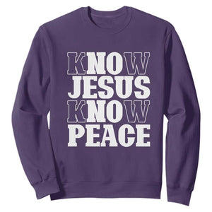 Know Jesus Know Peace Sweatshirt No Jesus No Peace TS02 Purple Print Your Wear