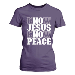 Know Jesus Know Peace T Shirt For Women No Jesus No Peace TS02 Purple Print Your Wear