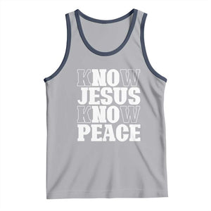 Know Jesus Know Peace Tank Top No Jesus No Peace TS02 Athletic Heather Navy Print Your Wear