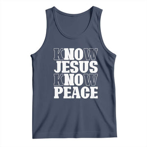 Know Jesus Know Peace Tank Top No Jesus No Peace TS02 Navy Print Your Wear