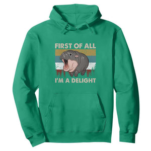 Funny Screaming Moo Deng Hoodie First Of All I'm A Delight Retro Vintage TS02 Irish Green Print Your Wear