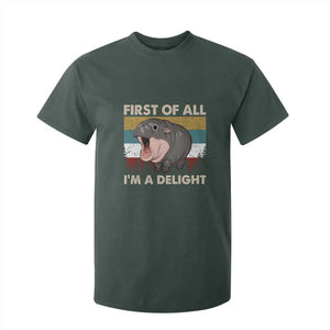 Funny Screaming Moo Deng T Shirt For Kid First Of All I'm A Delight Retro Vintage TS02 Dark Forest Green Print Your Wear